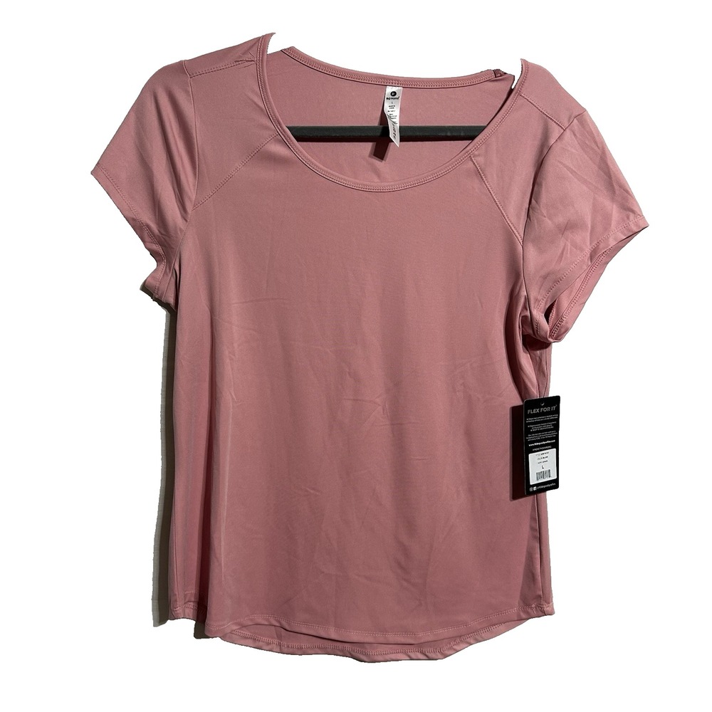 90 Degree by Reflex Women‎ Pink Active Gym Scoop Neck T-Shirt Size Large